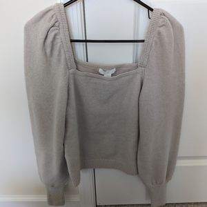 H&M Puff Sleeve Square Neck Sweater